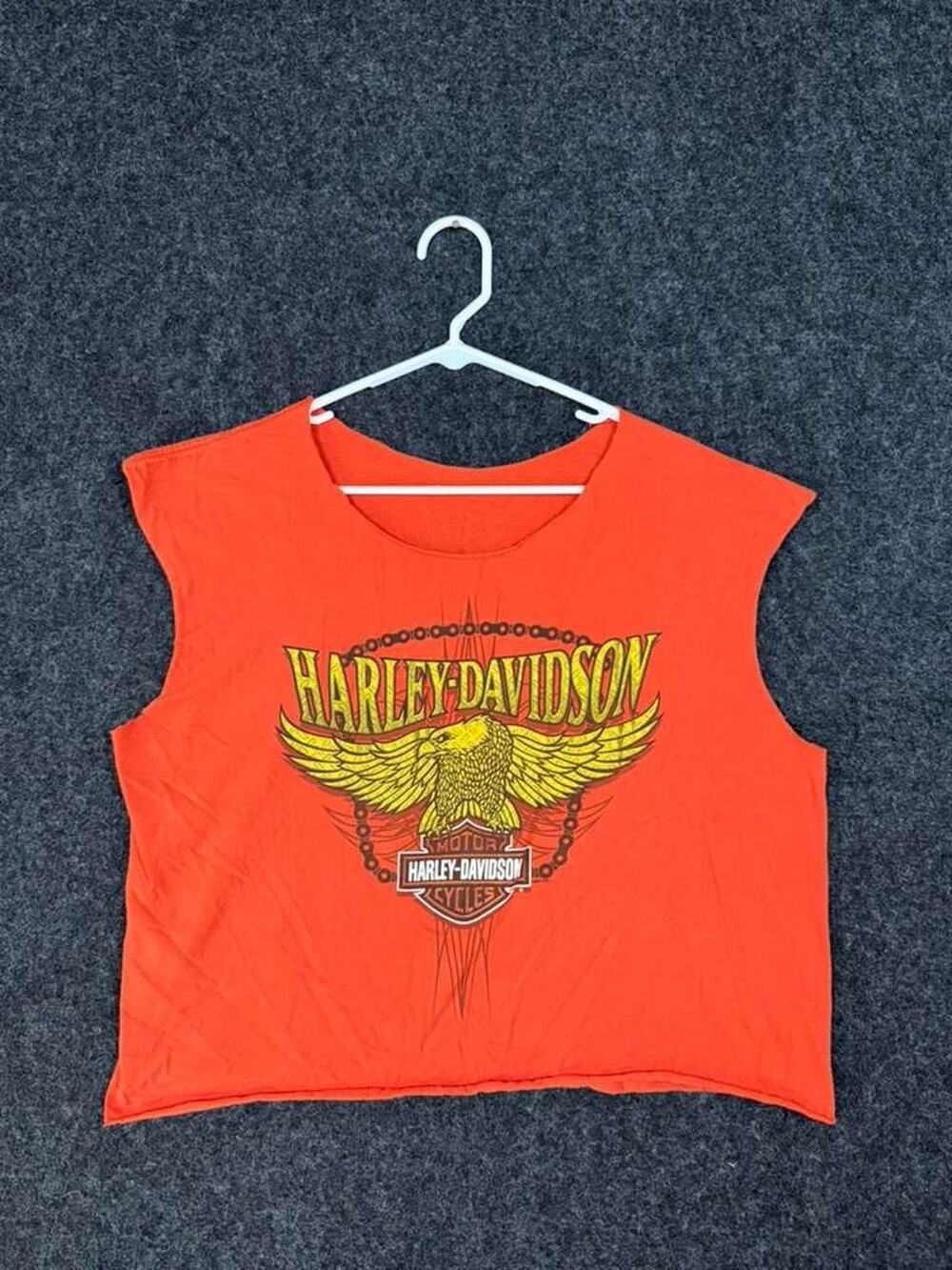 Harley-Davidson Las Vegas Sleeveless Crop T-Shirt Men's XL Orange Eagle